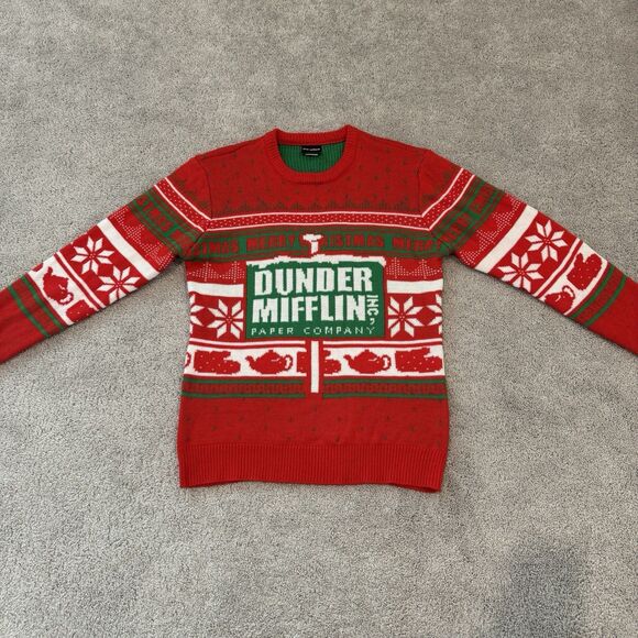 The Office Dunder Miffin Red Christmas Ugly Sweater Size M - Picture 1 of 6